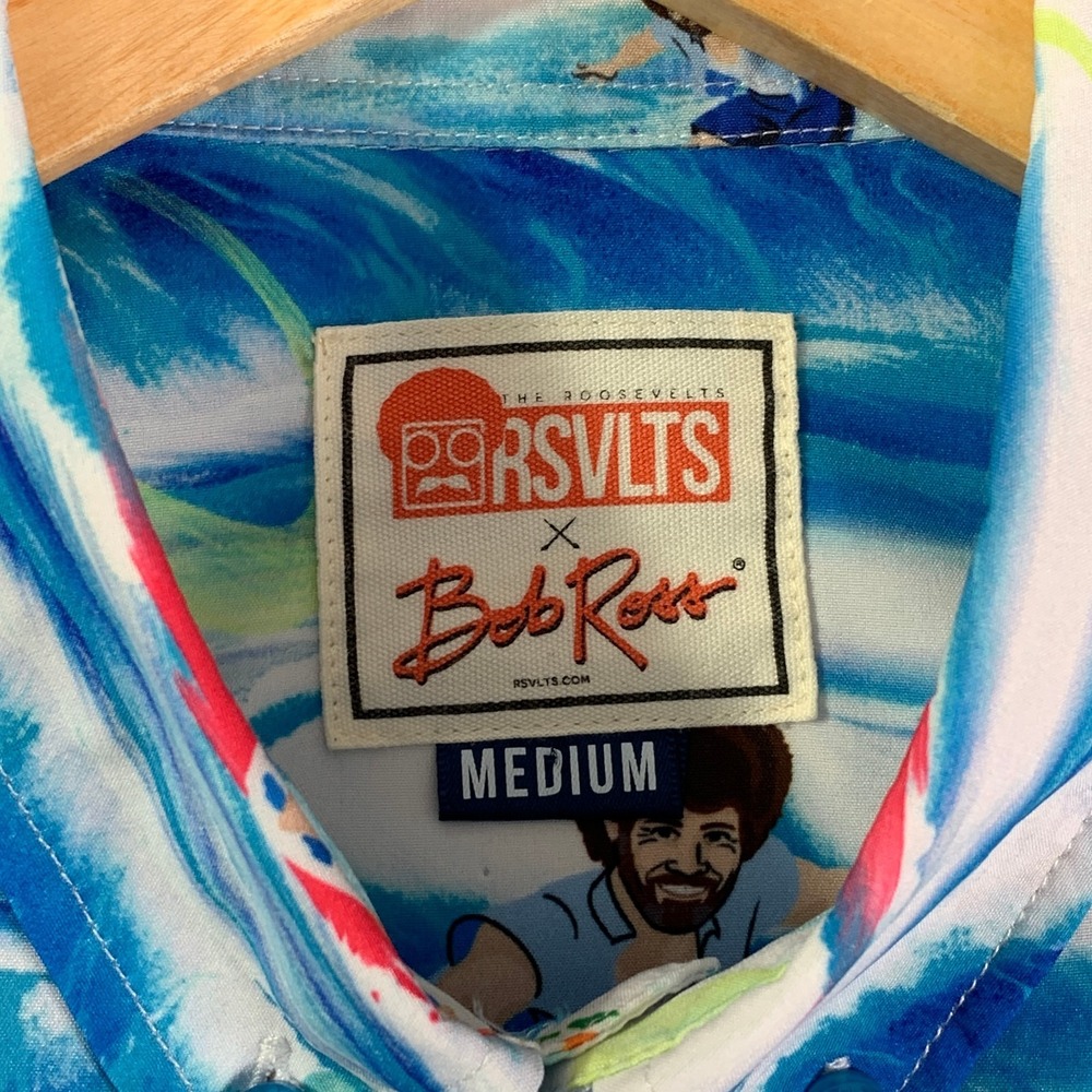 RSVLTS Bob Ross Shirt Men Medium AOP Paint Aloha Water Geometric Kunuflex - Picture 2 of 10